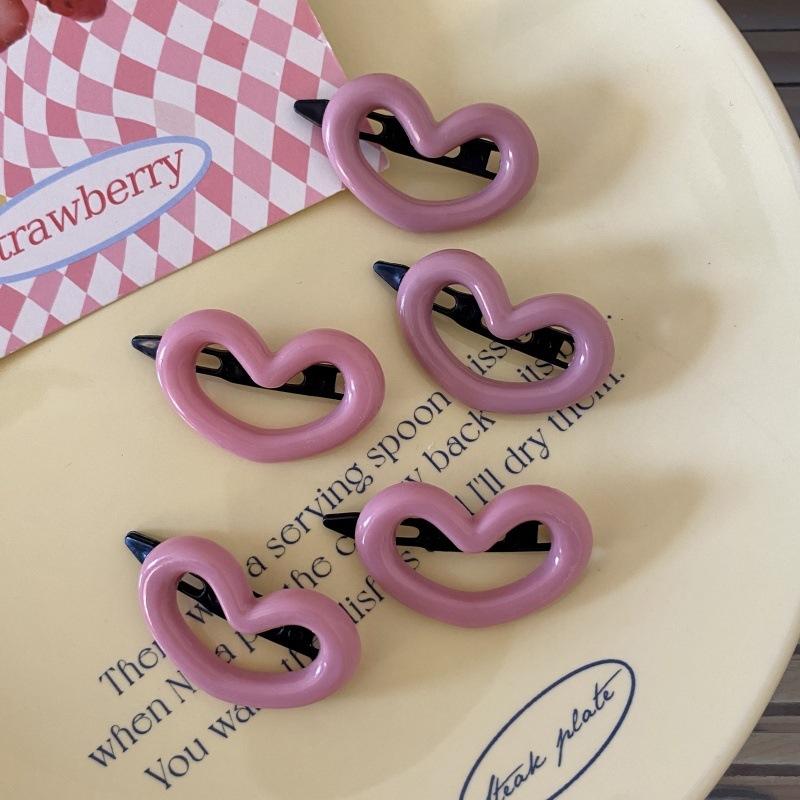 10pcs Women Simple and Versatile Side Bangs Hair Clip Korean Style Hair Hairpin Headwear Cute and Sweet Pink Love Hair Clip