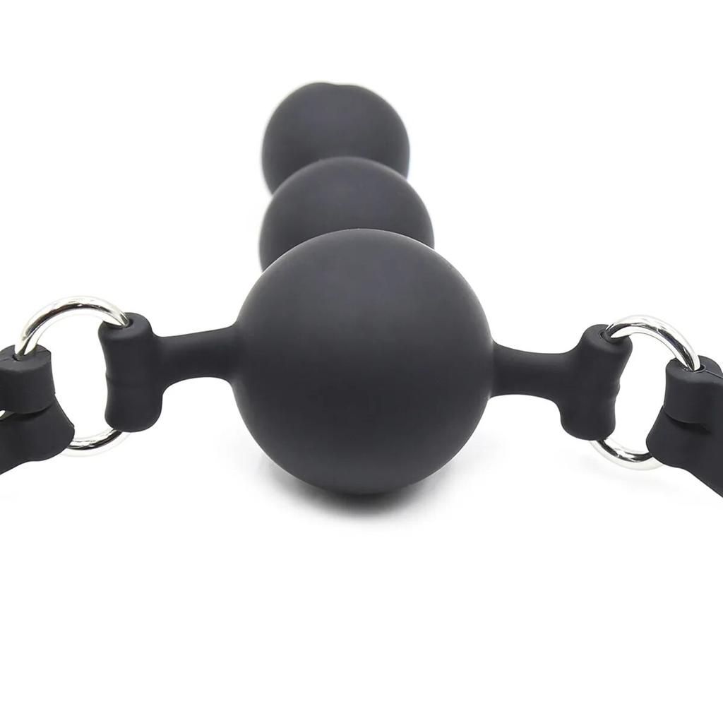 Open Mouth Gag Oral Fixation of Big Beads Mouth Gag Ball Silicone Harness With Anal Plug Dildo Head Strap For Lesbian SM Bondage