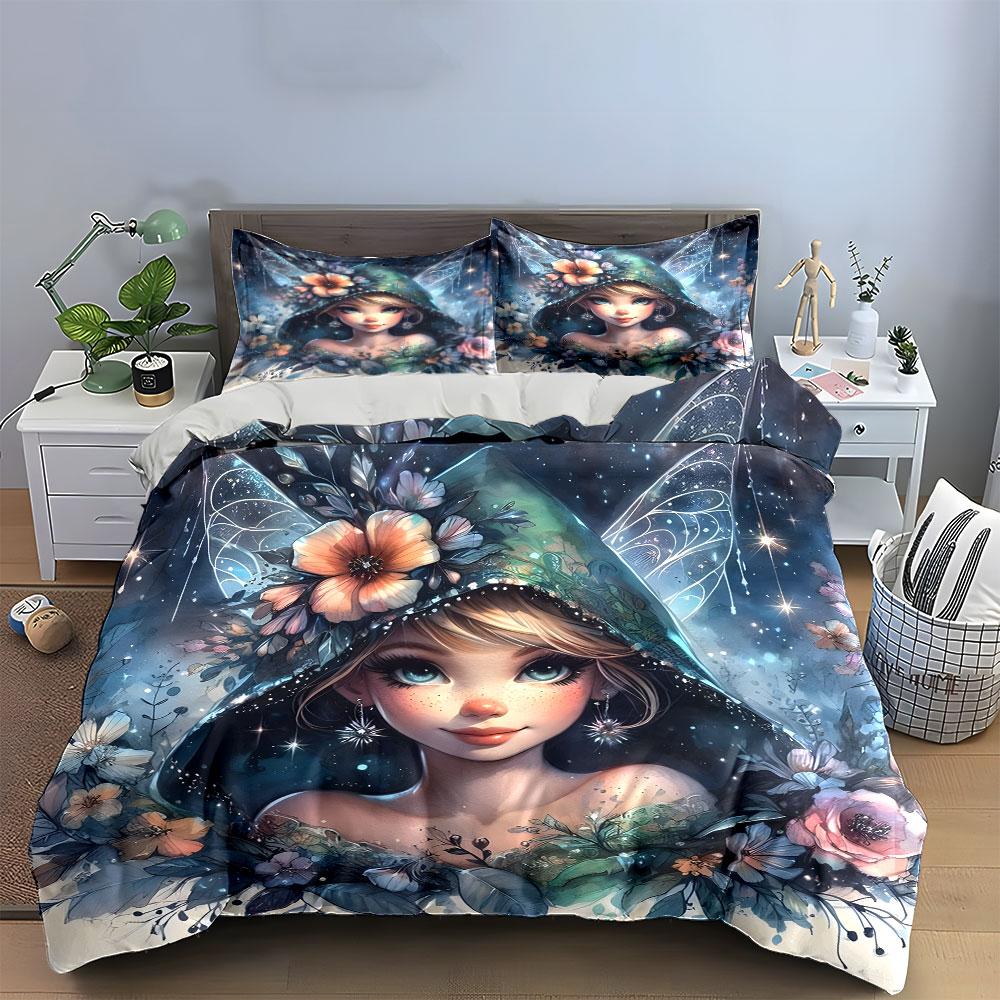 Fairy-Themed Floral Costume Set Multiple Sizes Kid'S And Adults' Bedroom Exquisite 3Pc Bedding Set, Gift