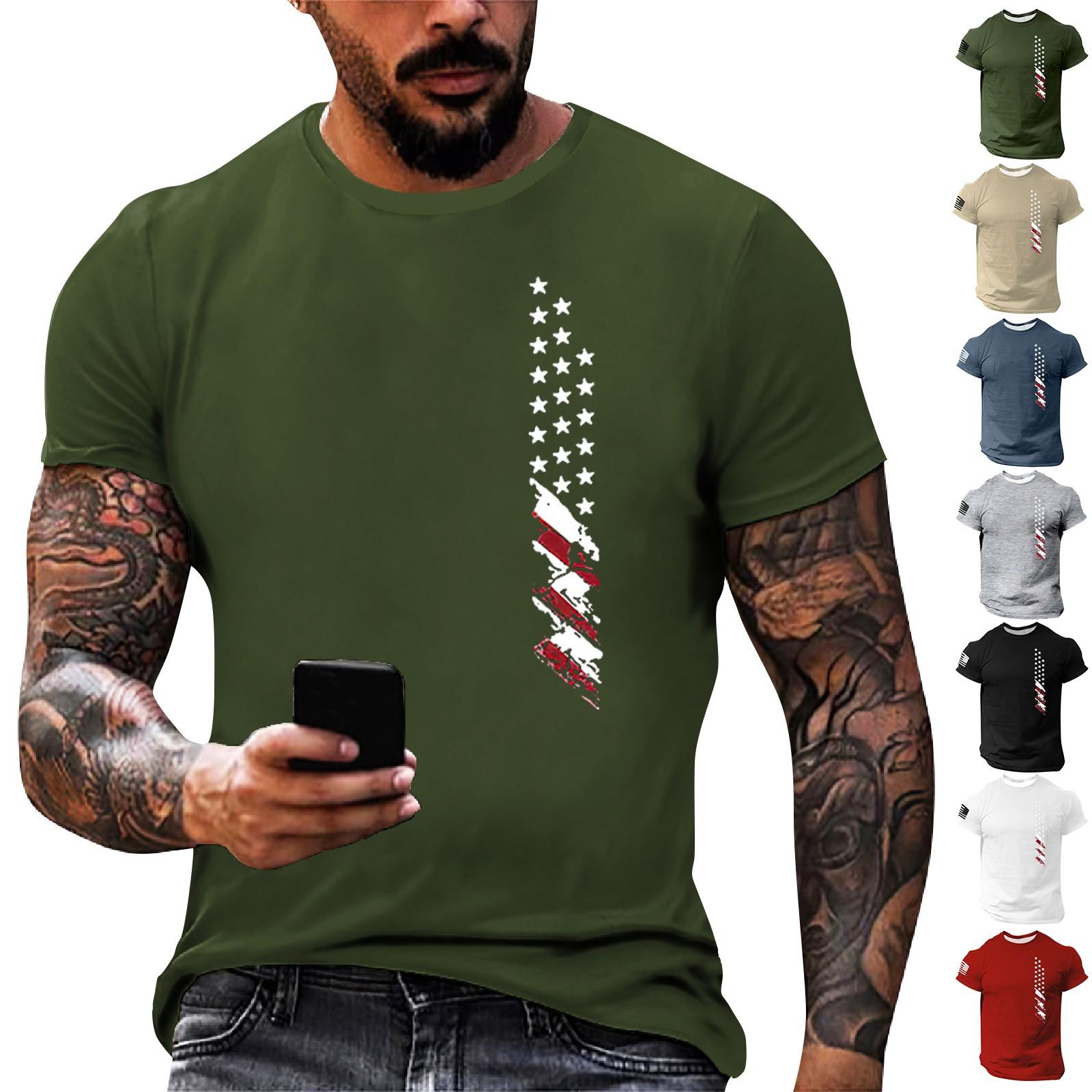 

Men s Independence Day Printed Short-sleeved T-shirt L винний