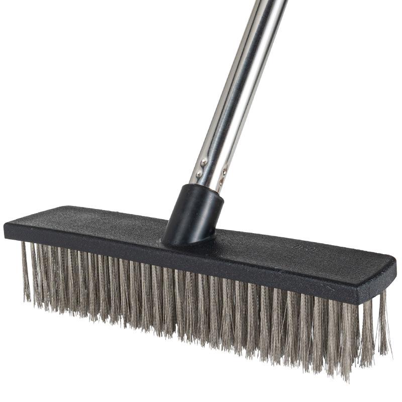 Long-Handled Steel Wire Brush: Floor Scrubber & Rust Remover