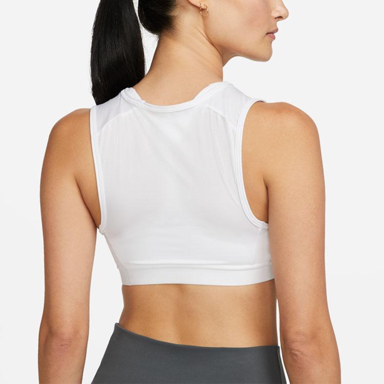Nike Letter Print Medium Support Sports Bra Women Underwear White DM0644-100