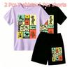 Fashion Retro Mysterious Runes Print Outdoor Street Kids T-shirt and Shorts Summer Home Casual Outfit Boy and Girl's Sports Set