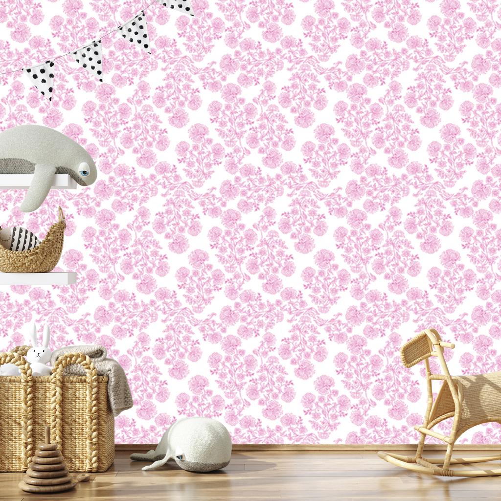 Wallpaper Flowers powder pink and white, powder pink background 50x1000