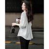 Women's French Style Polka Dot V-Neck Cotton Blouse