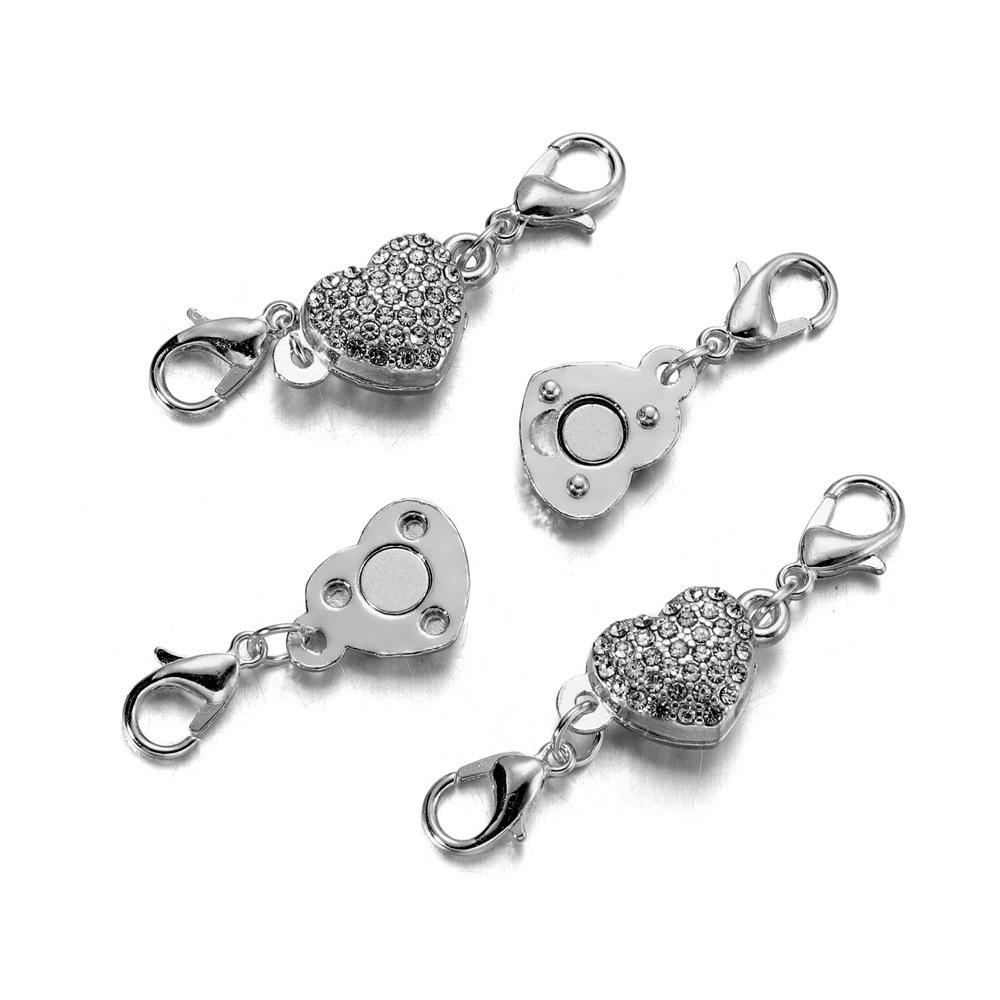 

Набор украшений «Сделай сам» с магнитной застежкой в форме персикового сердца со стразами: Ожерелье, Браслет, Аксессуары с застежкой-лобстером 11*18mm (3 sets)