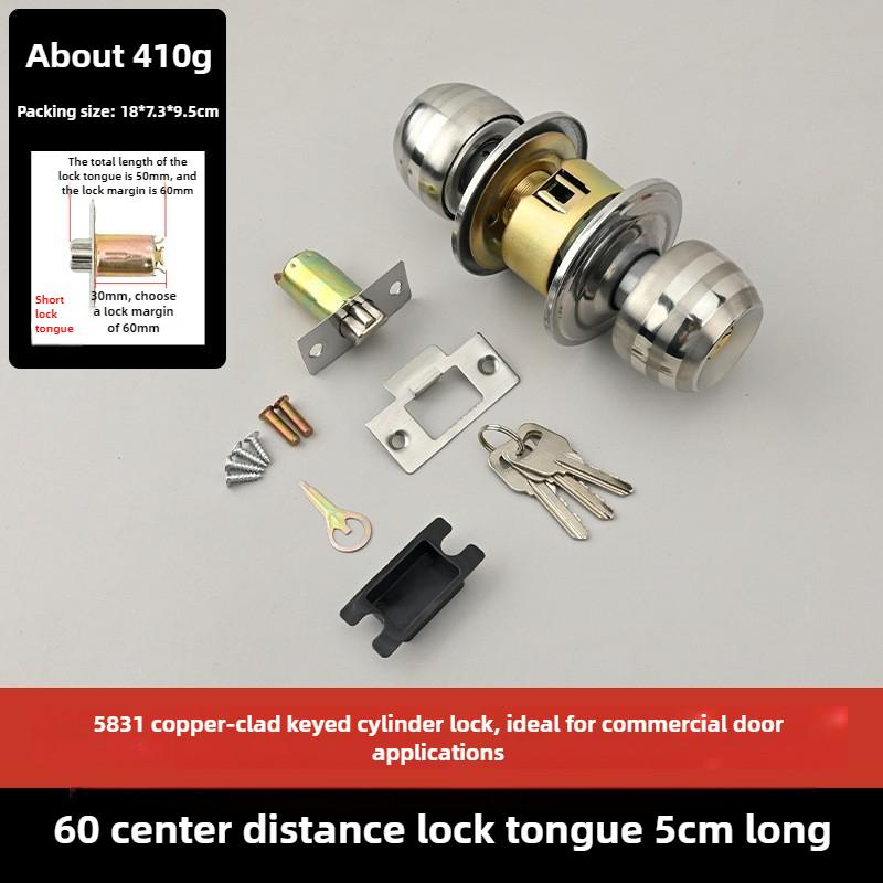 

Stainless Steel Spherical Wooden Door Lock Bathroom Toilet Toilet Door Lock Room Door Lock Home Improvement With key