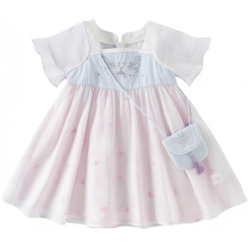 DAVE&BELLA Girls' Summer Chinese Style Hanfu Mesh Dress