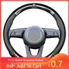 For VW Hot 2025 New Leather Fiber Car Steering Wheel Cover Emblem Carbon Protector Non-slip Wear-resistant For Volkswagen Polo
