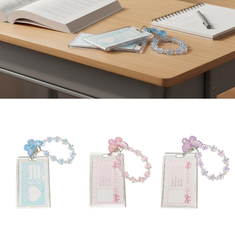 Stylish Clear Acrylic Butterfly Keychain Featuring Builts In Card Holder for Keys and Cards Storage