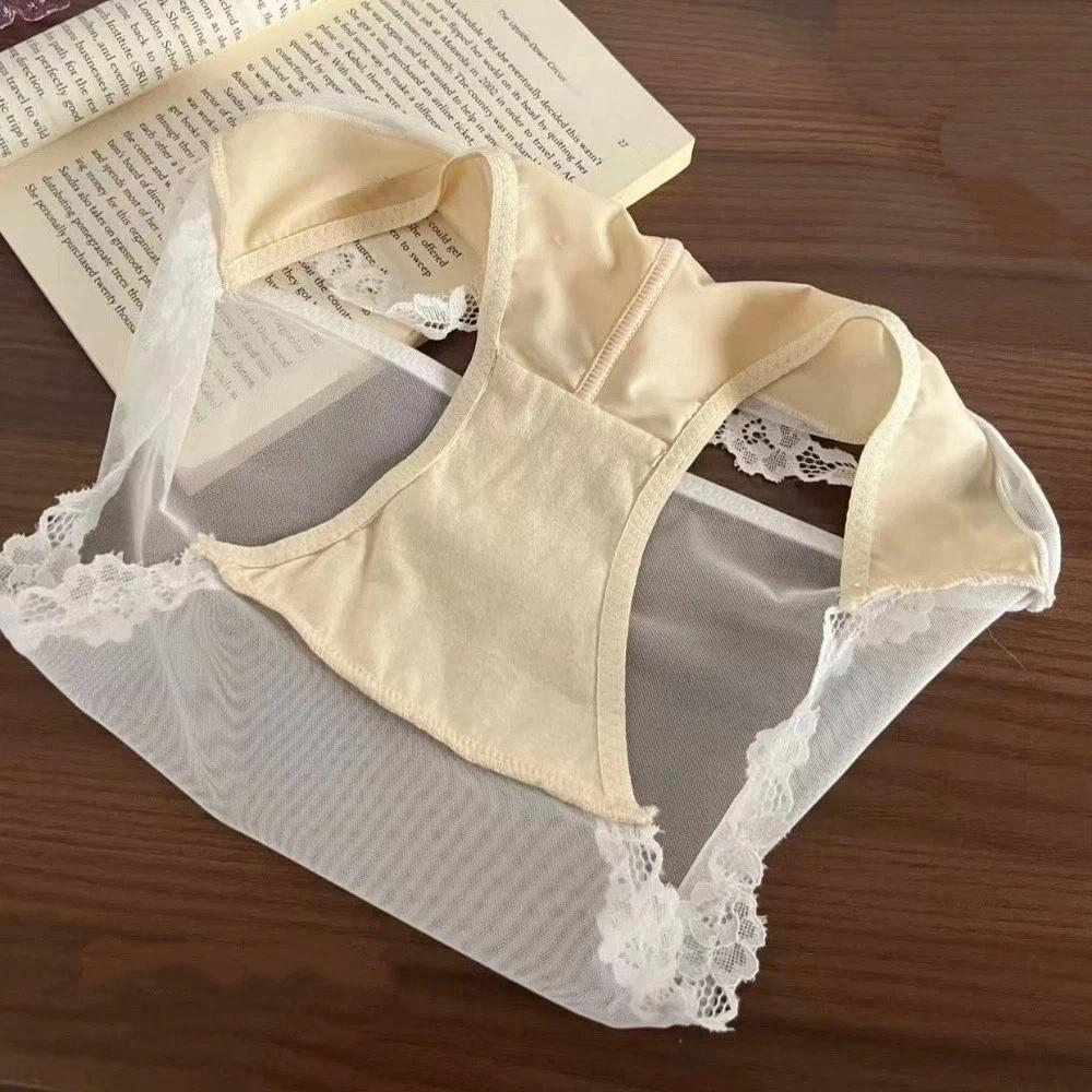 Bow Underwear for Women Transparent Mesh Lace Briefs Lingerie Lace Flower Panties  Lady