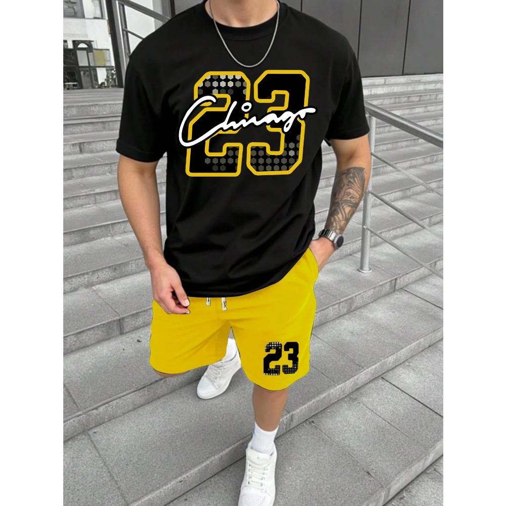 New Summer Men's Two-piece T-shirt And Shorts Set Casual Short-sleeved T-shirt And Shorts Two-piece Set Daily Casual Style
