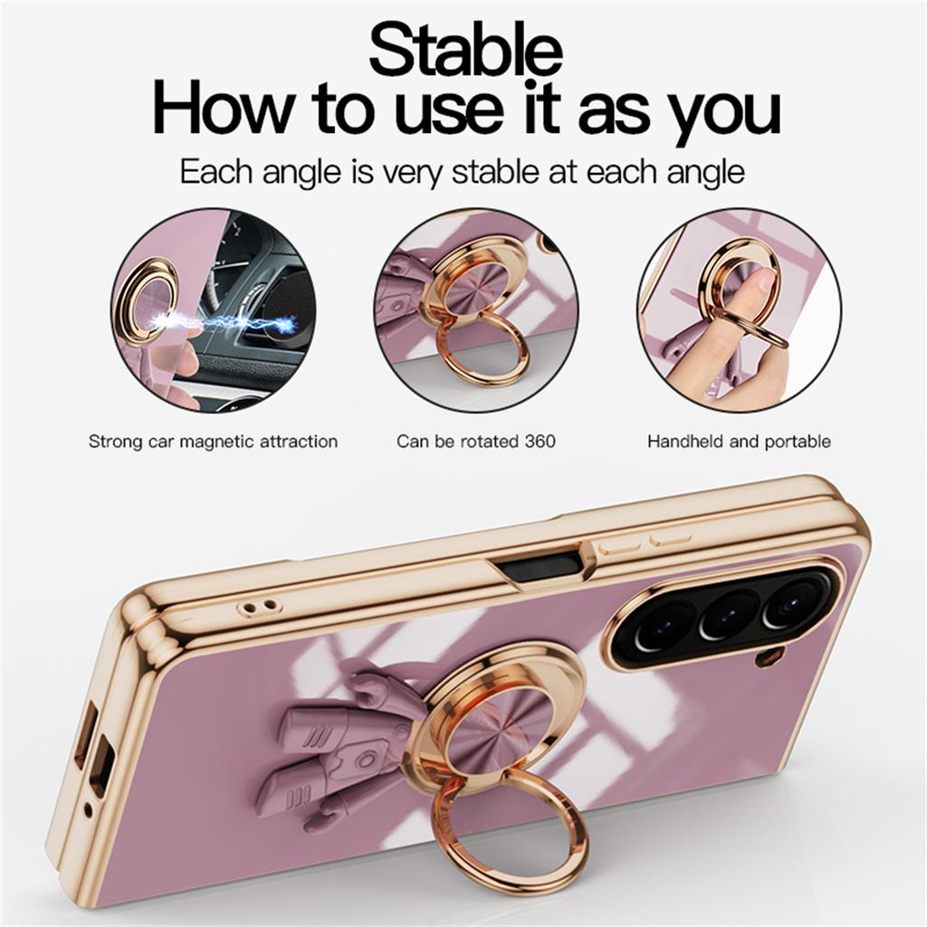 Für Samsung Galaxy Z Fold5 5G Hülle mit Astronautenring-Ständer 6D Galvanisierung TPU Handyhülle