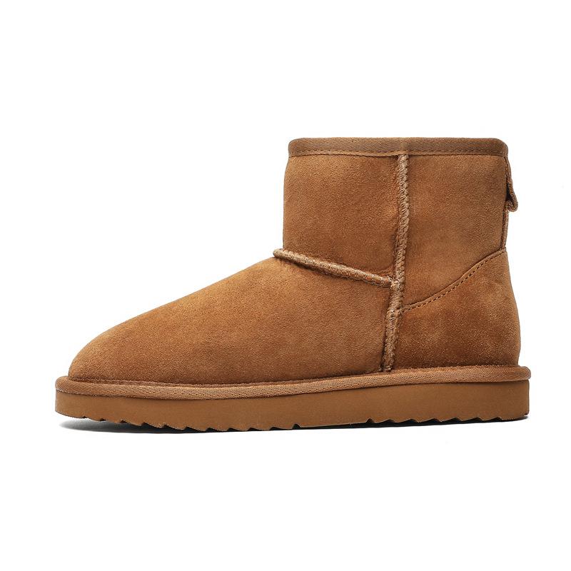 Sheepskin and fur integrated thick-soled snow boots women's short tube thickened bread shoes warm and velvet winter cotton shoes