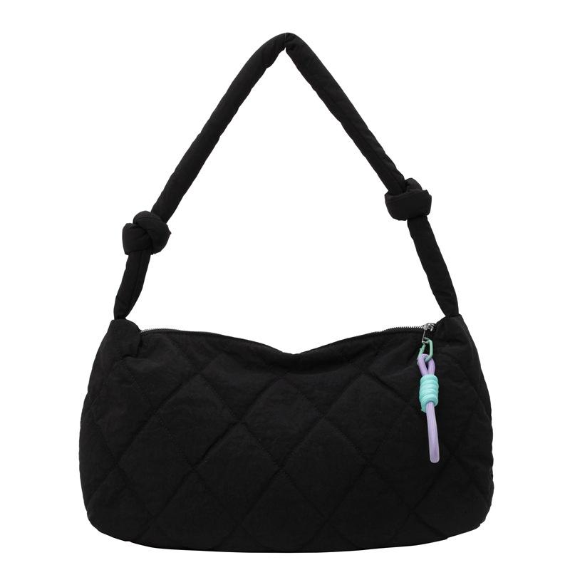 Casual Big Bag New Fashion Rhombus Embroidery Thread Shoulder Bag Women's Large-capacity Class Commuter Messenger Bag