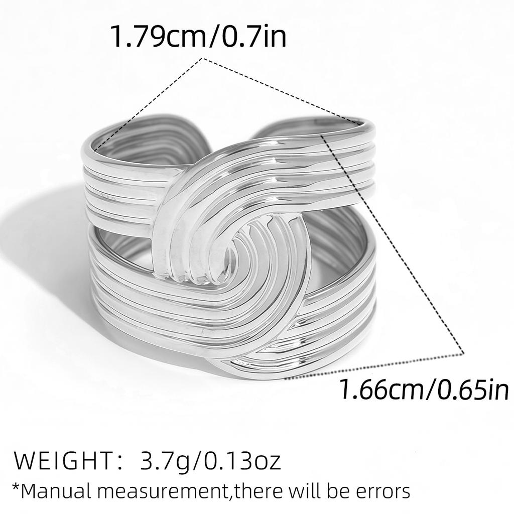 Edelstahl Damenring Unregelmäßiger Streifen Einzigartiges Design Offener Ring Metalltextur Fingerring Ästhetischer Schmuck Damen
