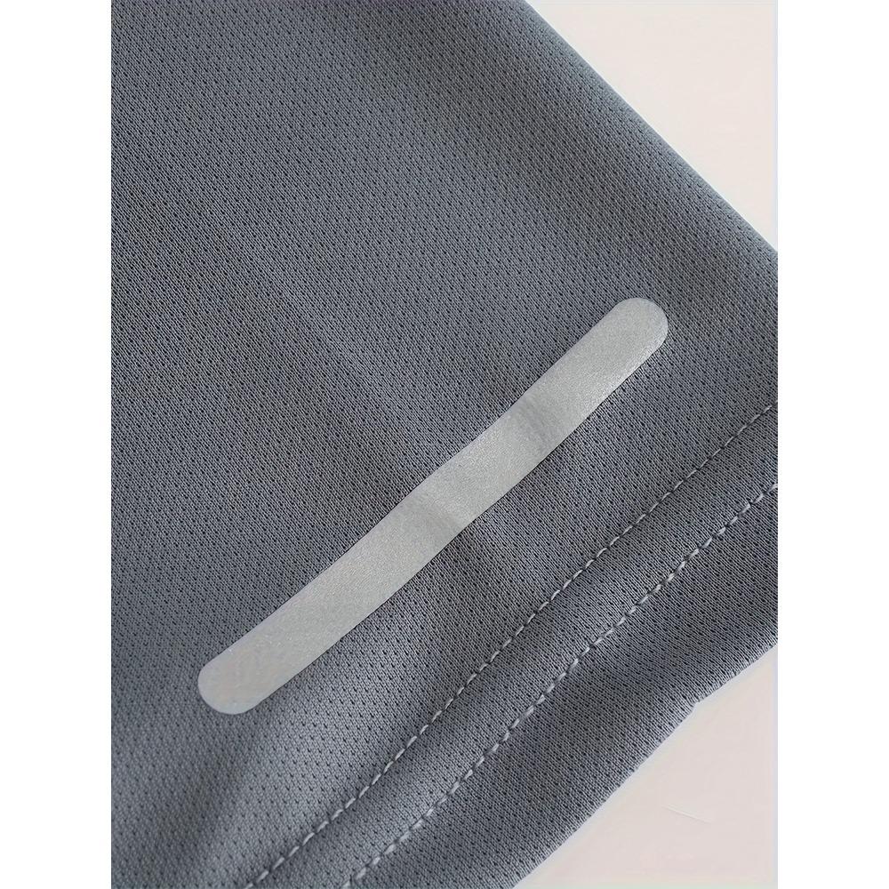 Casual Sporty Printed Reflective Stripe T-Shirts Breathable Quick-Dry Short-Sleeve Crew Neck Tops