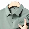 STORN New Men's Business Casual Short Sleeved Shirt with Badge Solid Color Polo Shirt Fashionable Breathable Comfortable Versatile Top