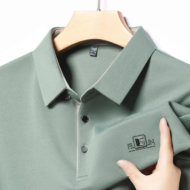 STORN New Men's Business Casual Short Sleeved Shirt with Badge Solid Color Polo Shirt Fashionable Breathable Comfortable Versatile Top