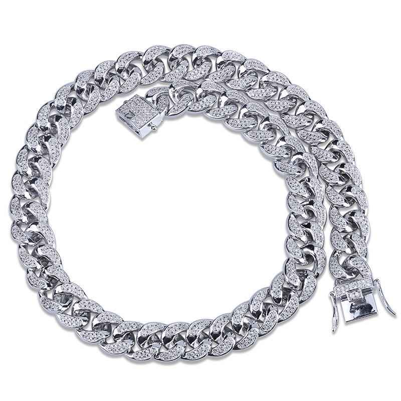 14mm 3D Zircon Hip-Hop Cuban Chain & Water Wave Bracelet for Men