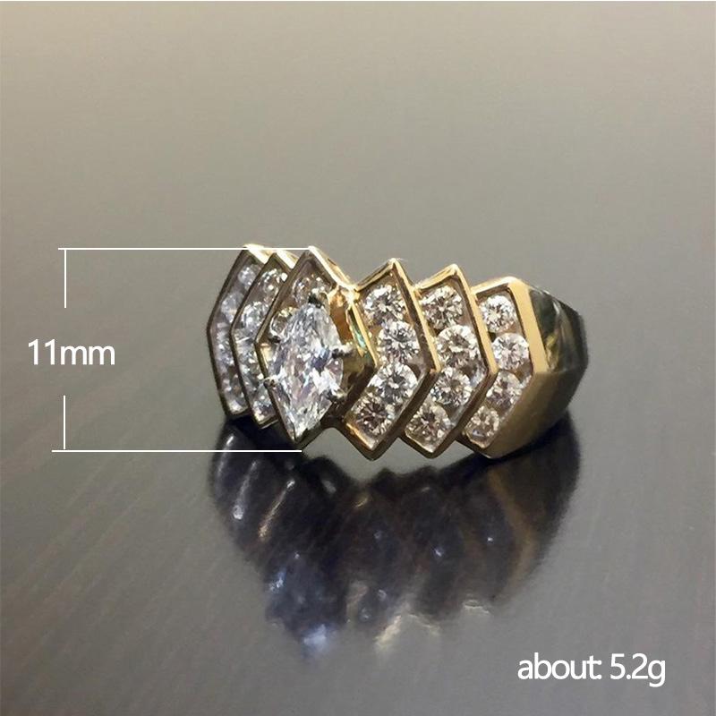 Neue Luxus-Ringe zum Hochzeitstag für Frauen, brillanter Zirkonia, modischer goldfarbener Ring, bestes Geschenk, hochwertiger Schmuck