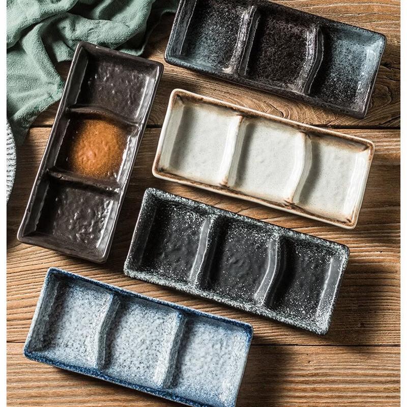 Plat à sauce divisé en céramique Abay