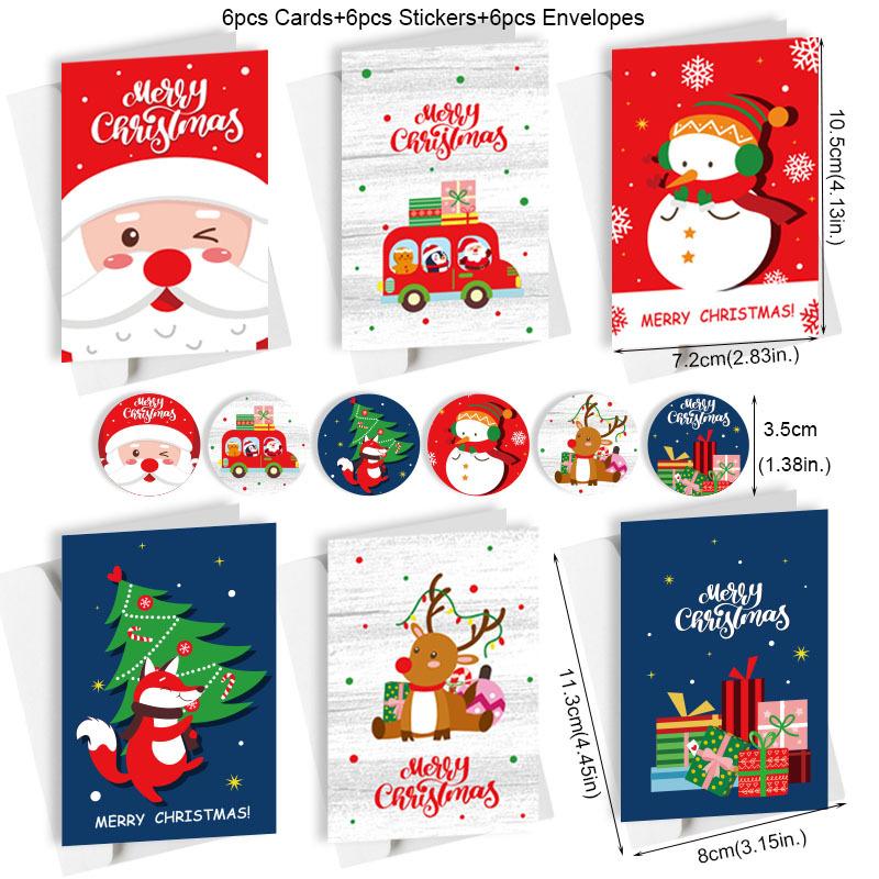 6pcs Mini Christmas Greeting Cards Merry Christmas DIY Folding Kraft Paper Card New Year Xmas Party Invitations Gifts Postcard
