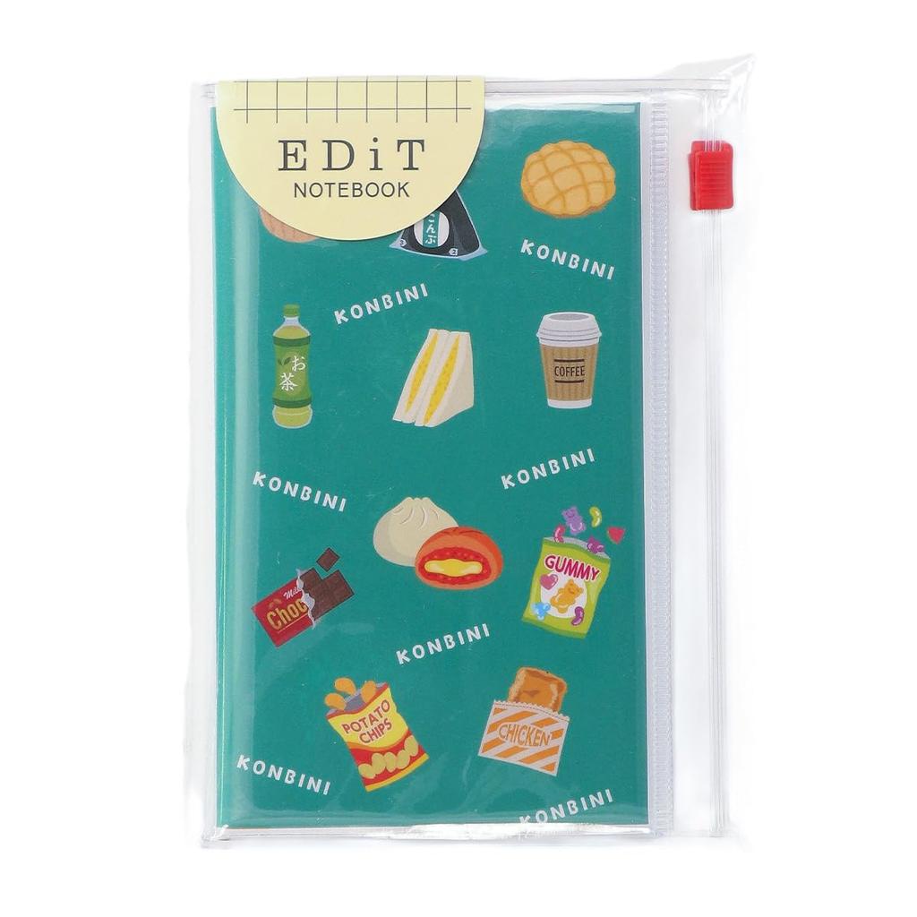 Limited Edition EDiT Small Grid Notebook with PVC featuring Japanese Icons Kokeshi Dolls Marks (B7 size, cover) - EDI-NB36-B