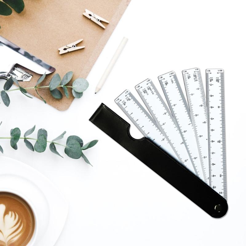 Przenośny wentylator do rysowania Plastikowy - Architekt Inżynieria Metryczna Linijka Skalowana z 5 Łopatkami Wielofunkcyjny Miernik Trwały