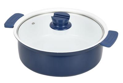 Perłowy metalowy, przetworzony ceramiczny garnek stołowy kompatybilny z IH ze szklaną pokrywką 24 cm dla 3 do 5 osób HB-6027