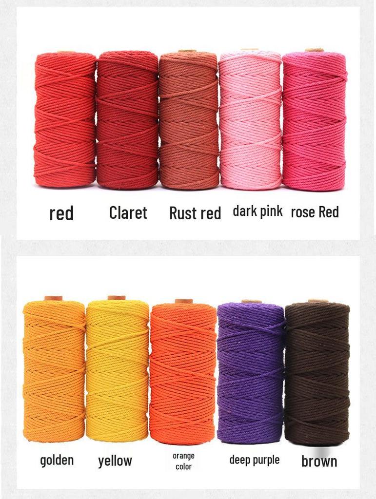 3mm Color Cotton Rope for DIY Handmade Tapestry, Weaving, and Drawstring Projects