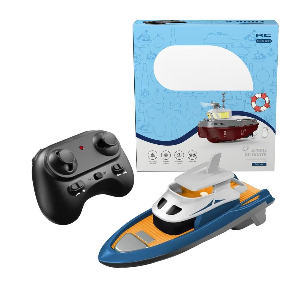 1/144 Scale RC Tugboat, 2.4GHz RC Electric Yacht Model With Lights, Remote Control For Pools Lakes