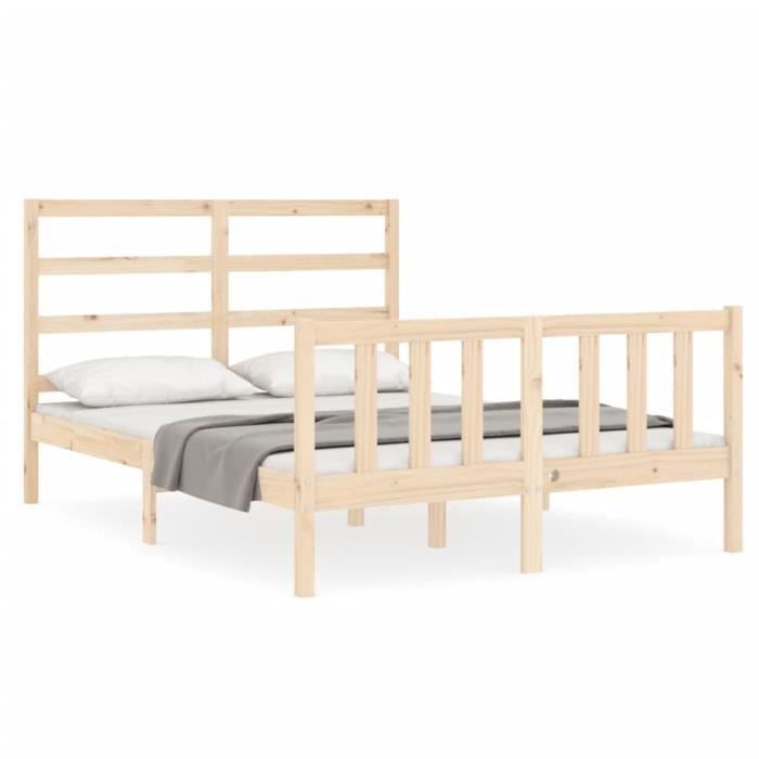 VidaXL Bed Frame with Headboard 120x200 Cm Solid Wood 3191901