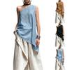 Damen asymmetrisches One-Shoulder-T-Shirt lockere Passform lässig Leinen-Baumwollmischung Sommeroberteil leicht atmungsaktiv stilvolles Design