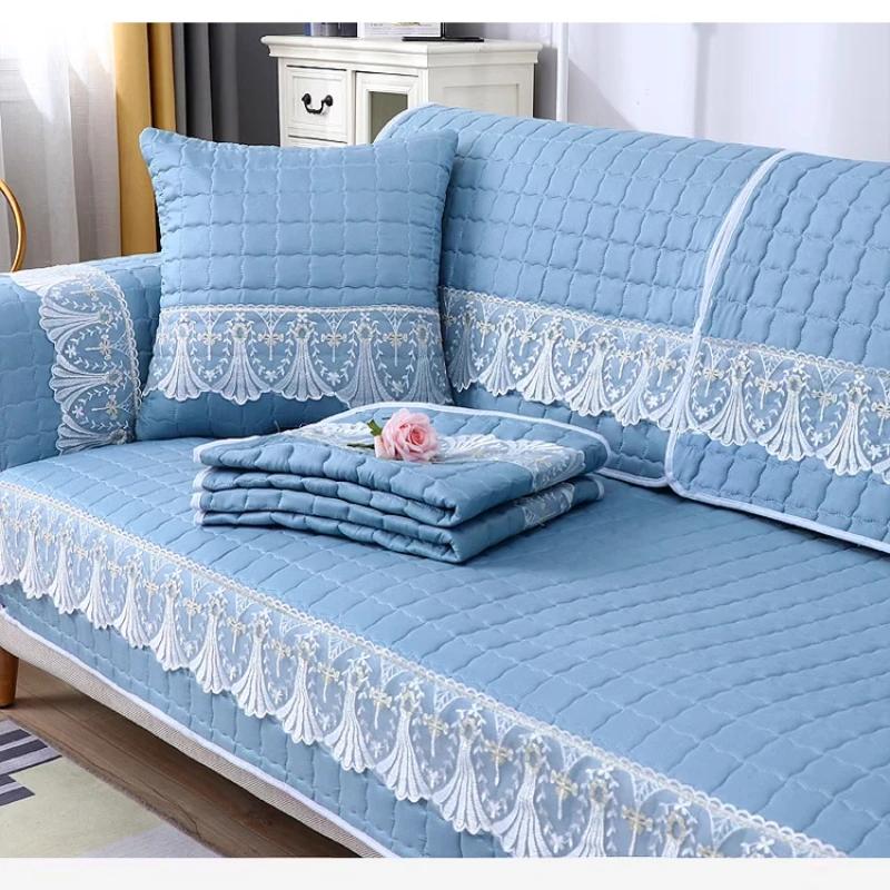 Solid Color Simple Fabric Sofa Cushion Home Decoration Anti Slip Sofa Pad 1/2/3/4/ Seater & L Shape Couch Pad Sofa Cover Towel