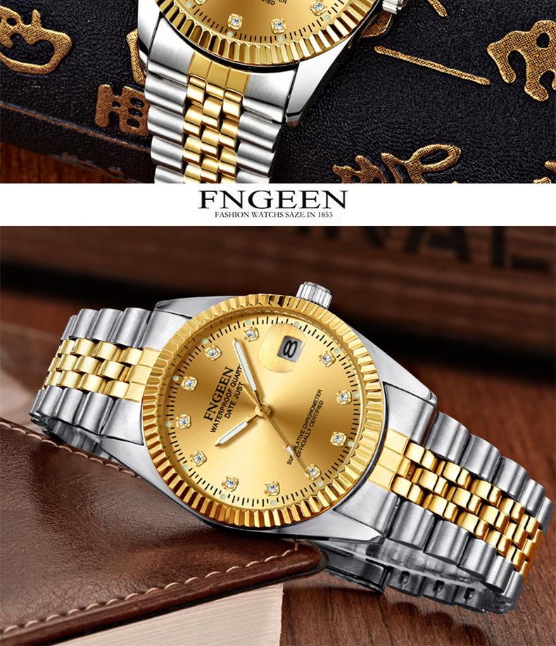 Tycoon Gold Waterproof Couple Watch: Stylish Gold Watches for Men and Women