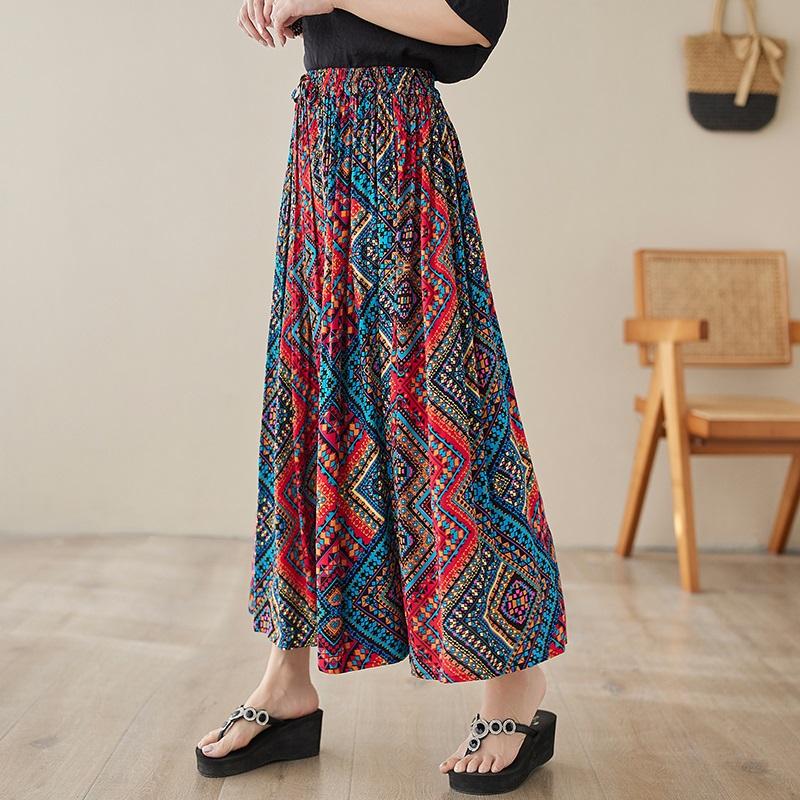 Cotone Satinato Taglia Forte Vita Alta Vintage Estivo Casual Ampia Lunga Gonna da Donna