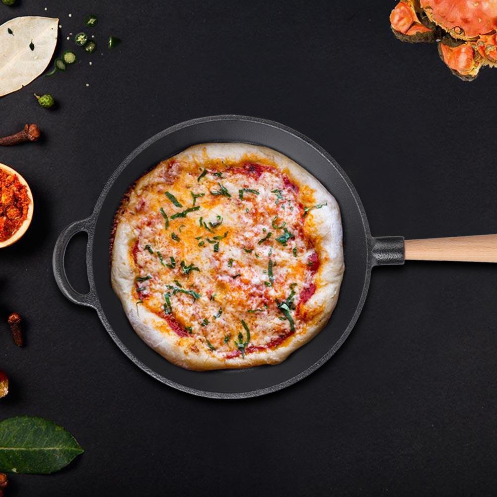 Haushaltsküchenutensilien Gusseisen Bratpfanne Bratpfanne Kochen Steakpfanne mit HolzgriffBratpfanne mit Holz