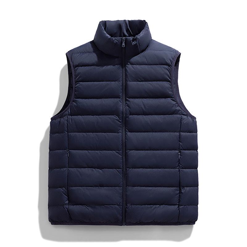 Men's Lightweight Winter Down Vest, 90% Insulated with Stand Collar, Short Fit for Sports, Group Purchase & Custom Printing Available