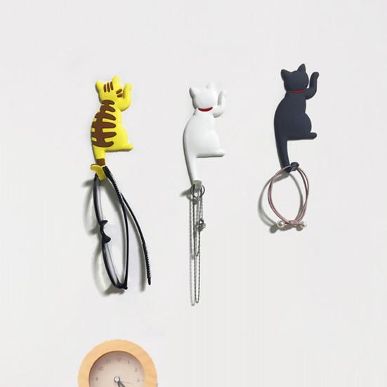 Fridge Sticker with Hook High Toughness 3D Realistic Cartoon Cat Design Refrigerator Sticker Decorative Fridge Accessory