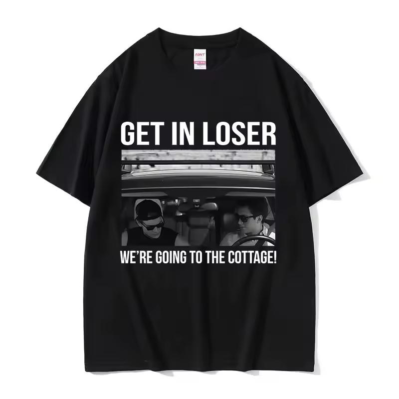 Fierce competition leads to defeat. Let's go to the small house pattern women's retro short sleeved T-shirt street style