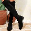Fashion Women Ankle Boots 2025 New Belt Buckle Long Boots Western Style Pleated Flats Boots Women Square Heel Comfortable Shoes Women