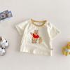2025 New Summer Cartoon T-shirt for Boys 0-5 Years – Stylish Color Block Little Bear Top