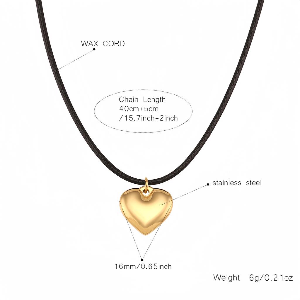Collares colgantes de corazón de acero inoxidable para mujer, collar de cadena de cuerda, joyería exquisita, regalo del día de San Valentín