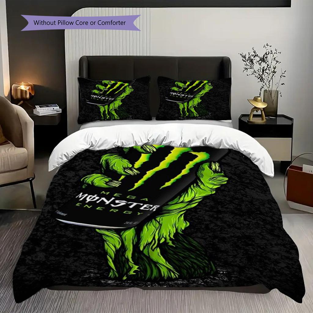 Monster Energy Power Sip Set da tre pezzi(1 * copripiumino + 2 * federa, senza nucleo) Copripiumino e federa regalo di Natale compleanno