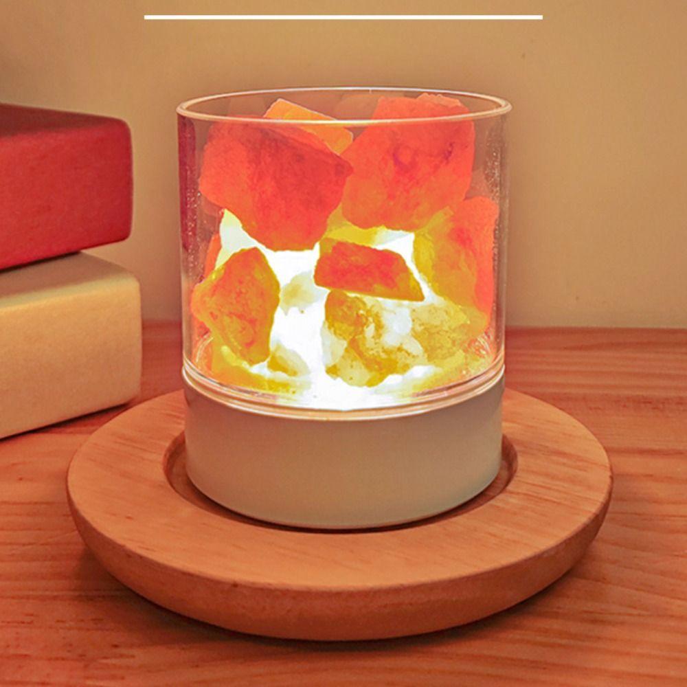 7 Color Lights Crystal Salt Lamp USB Powered LED Table Light Night Light  Home Decor