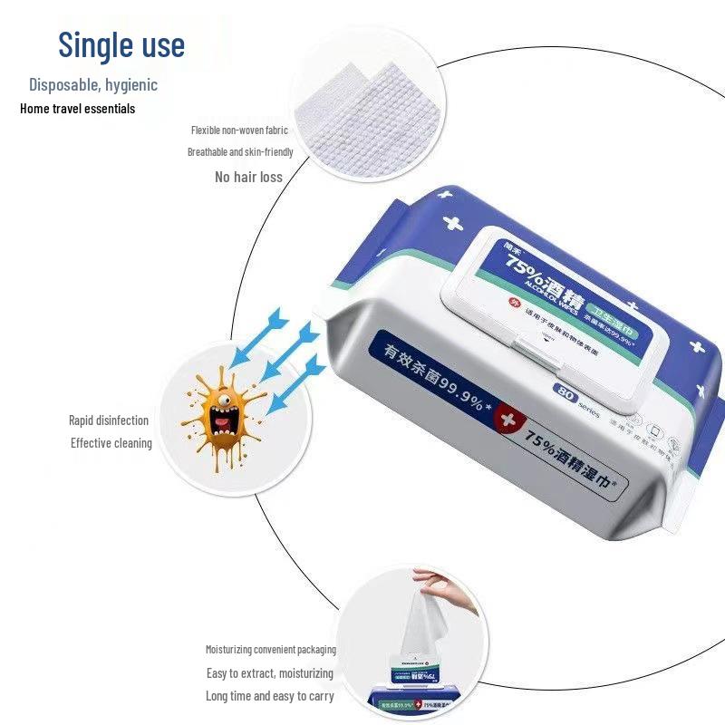 Large Pack Alcohol Disinfecting Wet Wipes with Lid for Home and Office