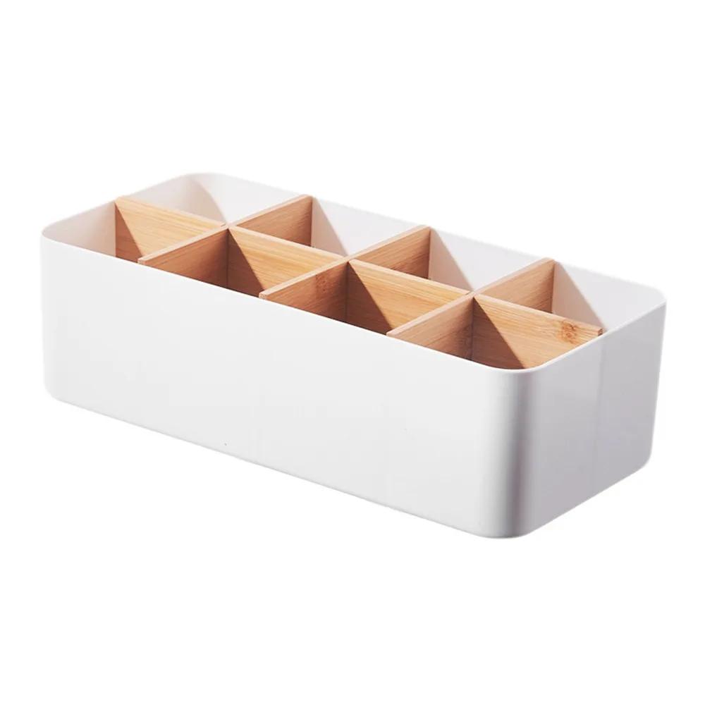 Desktop Storage Box Compartment Bamboo Toothbrush Razor Makeup Brush Holder Bedroom Desk Organizer Storage Basket Holder