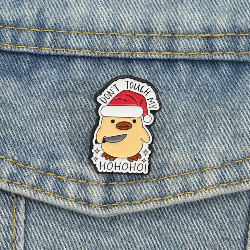 Humorous Holiday Duck Metal Badge Light Weight Alloy Brooch Lapel Pin For Jackets Backpacks Bag Hat Costume Decoration