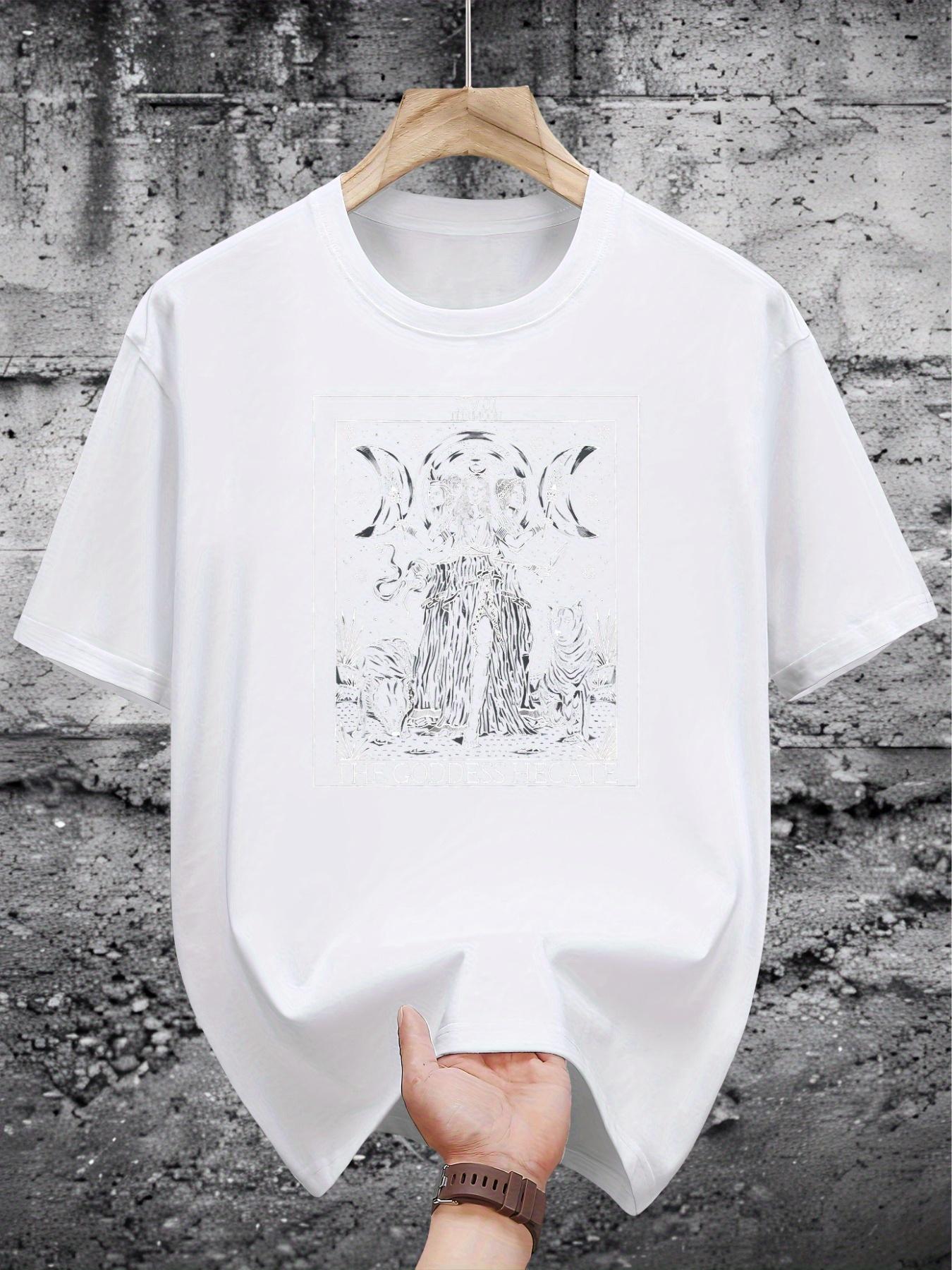 200g 100% Cotton Graphic Print T-shirt - Black Casual Short Sleeve Round Neck Summer Tee with Artistic Design S